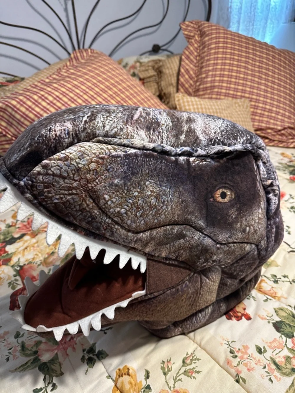 Plush Dinosaur Hideaway Bed for Reptiles and Small Pets - Brown